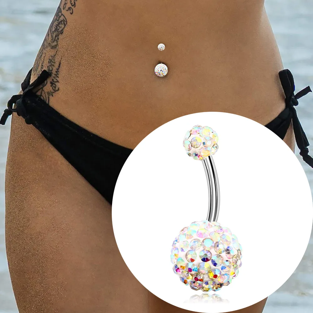 1 st Crystal stalen buik piercings navel piercing sexy piercing oor piercings navel oorbel lichaam sieraden ronde lichaam ring sieraden