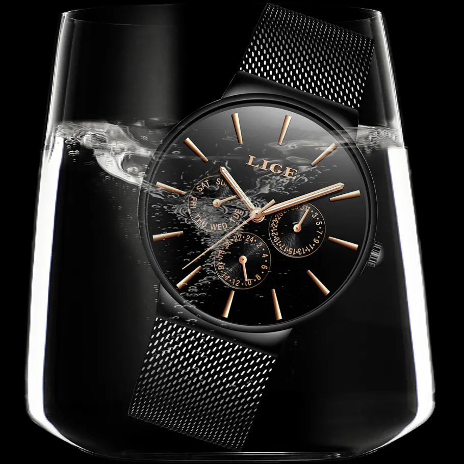 Orologi da uomo Lige Top Brand di lusso impermeabile ultra sottile data orologio cinturino in acciaio maschile orologio al quarzo casual orologio sportivo da uomo Y13153