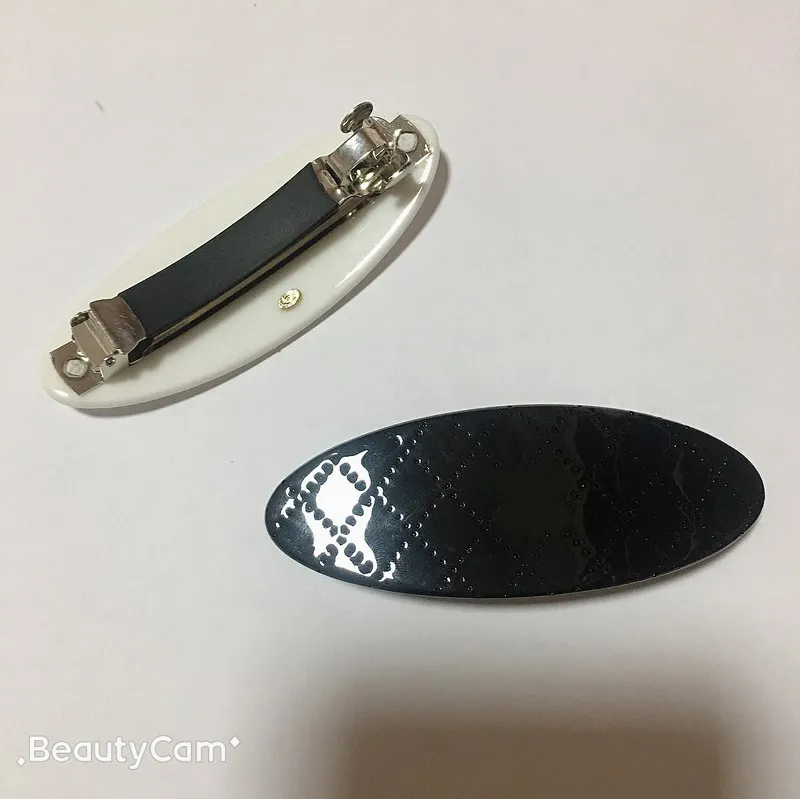 Pince à cheveux en maille ovale en acrylique noir et blanc, épingle à cheveux de style C, clips d'un mot pour dames, articles délicats préférés, coiffure ac2352