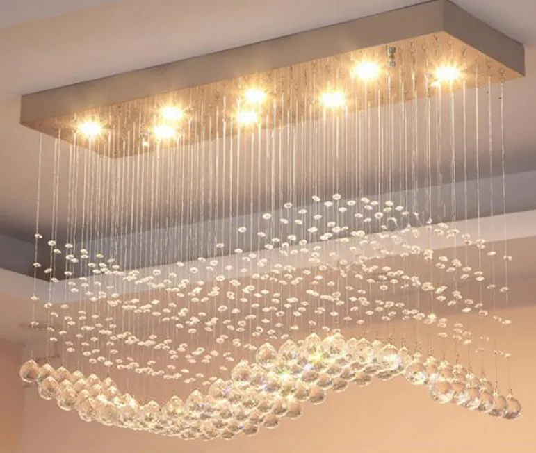 K9 lustres en cristal LED Chrome fini vague de lumière Art décor moderne Suspension éclairage el Villa lampe suspendue LLFA302M