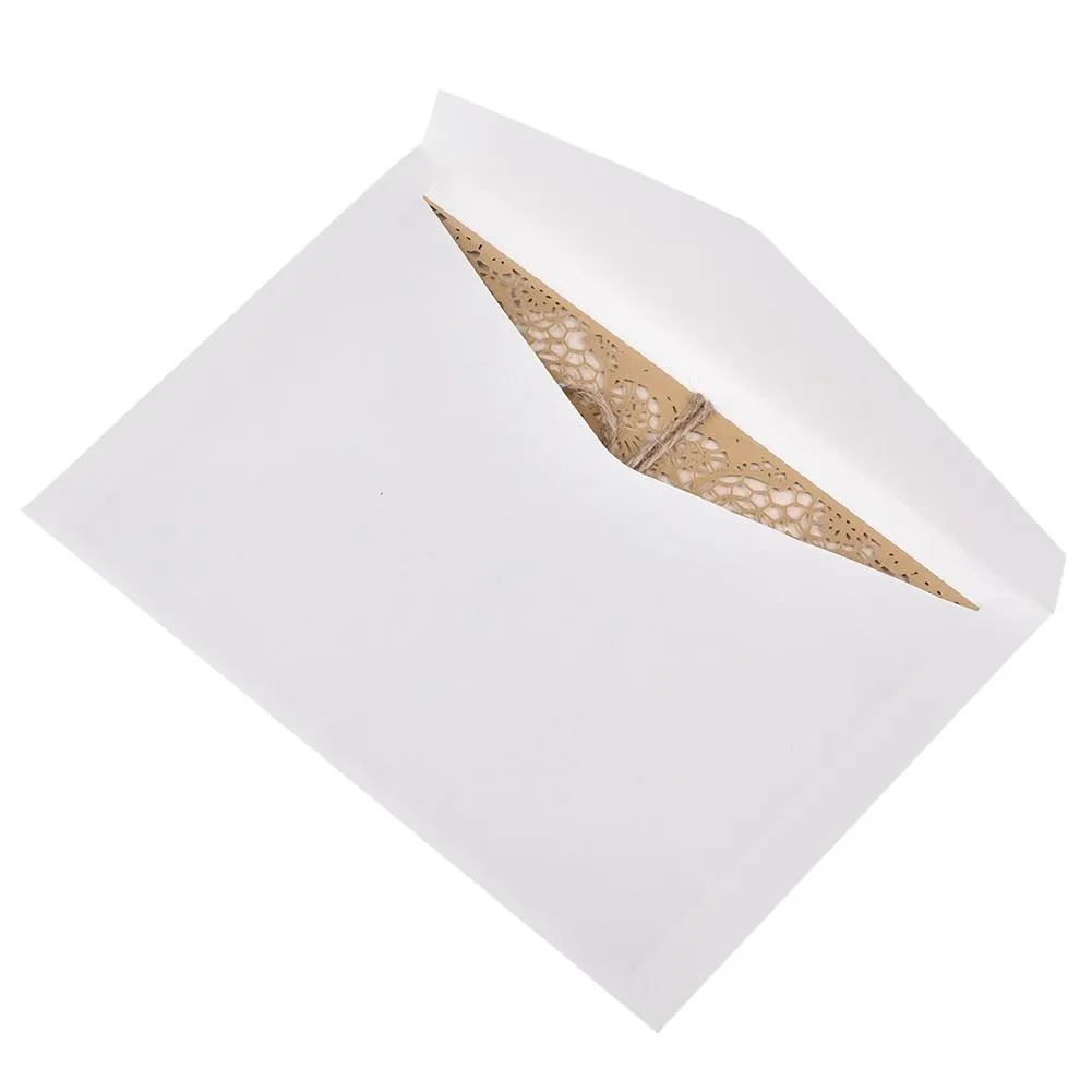 Greeting Cards Design Flower Pattern Laser Cut Lace Wedding Invitations West Cowboy Customize Invitation Send Seal Envelope 250s