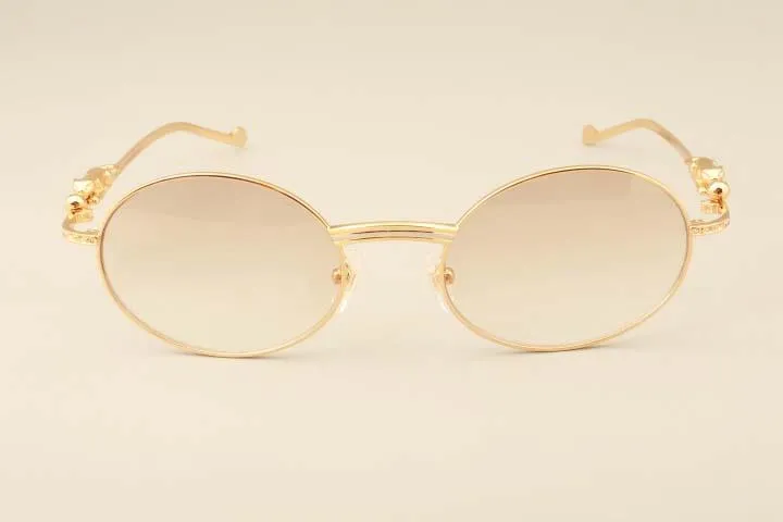 2019 nouvelles lunettes de soleil léopard doré 6384083 lunettes de soleil diamant de haute qualité rétro rond plein cadre taille 55 -22-135mm234M