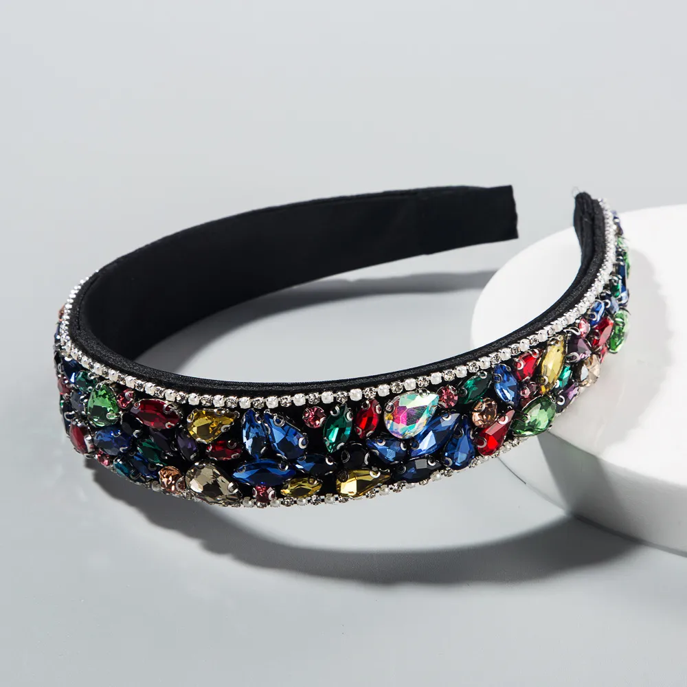 Ins Popular Rhinestoneinlaid Hair Band Thin Sponge Wide Colored Catwalk Headband Super Flash Temperament Headwear69205513757670