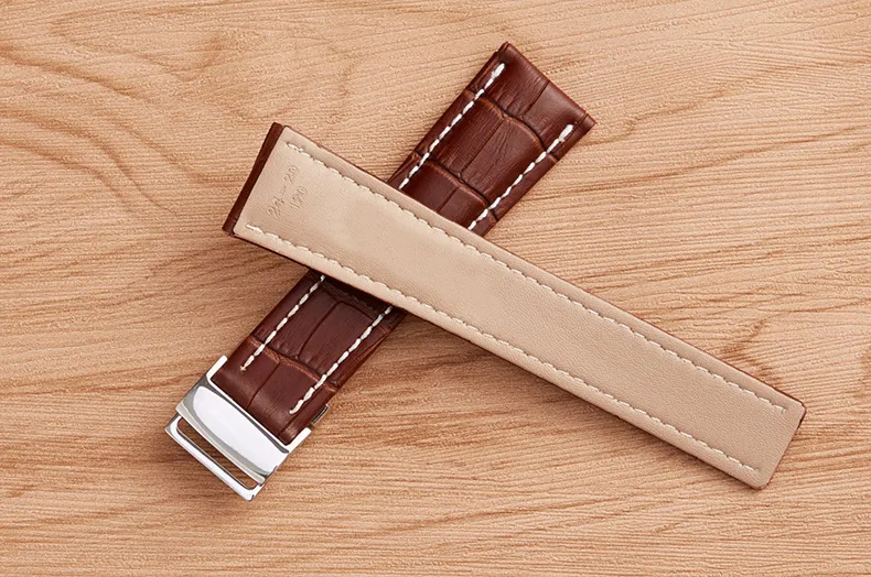 Adaptado para Breitling Super Ocean Challenger A7438710 pulseira de couro masculina com seção de bambu 20 22 24mm276a