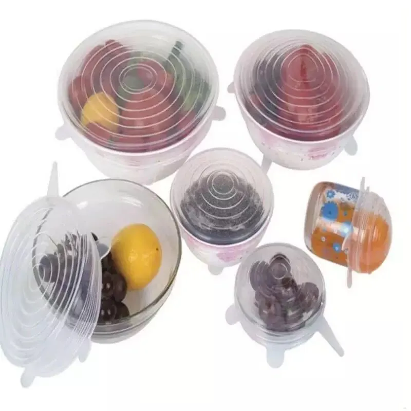 set tampas de silicone durável reutilizável alimentos salvar capa resistente ao calor se encaixa todos os tamanhos e formas de recipientes organizador escondido st8099740