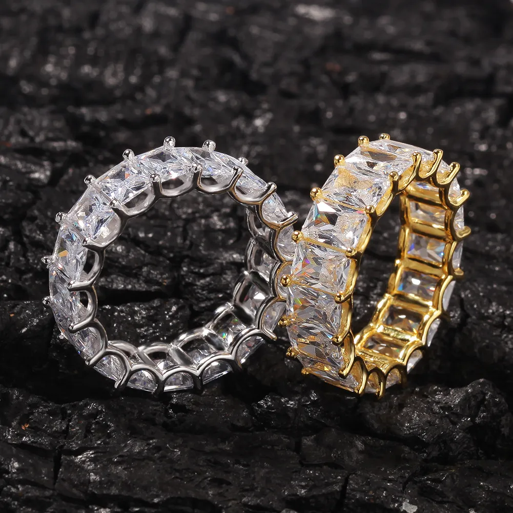 Size 6-10 Hip Hop Cubic Zircon Men Rings High Quality Jewellery Gold and Sliver Micro Paved Ring Gift238T