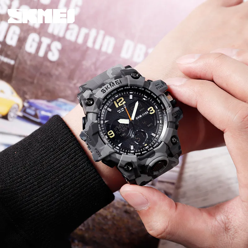 Skmei Top Luksusowe armia kamuflaże zegarki dla mężczyzn kwarcowy Waterproof Sport Watch Mężczyzna Relogios Masculino Na ręce