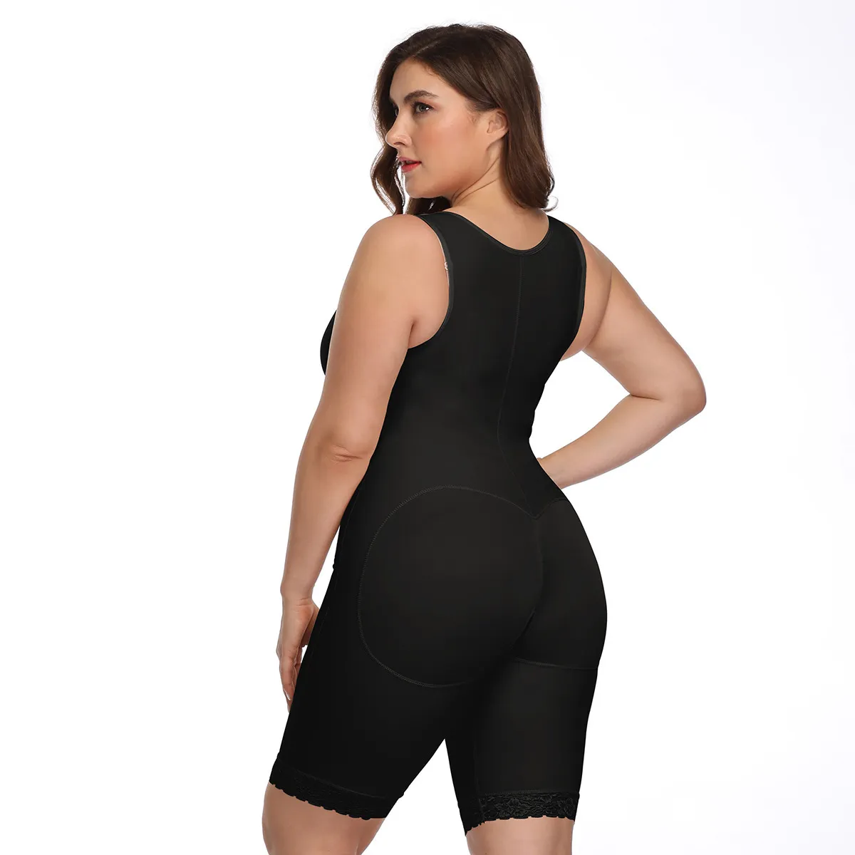 Plus Storlek 6XL Latex Kvinnors Body Shaper Post Liposuction Girdle Clip Zip Bodysuit Vest Waist Shaper Reductoras Shapewear T200608