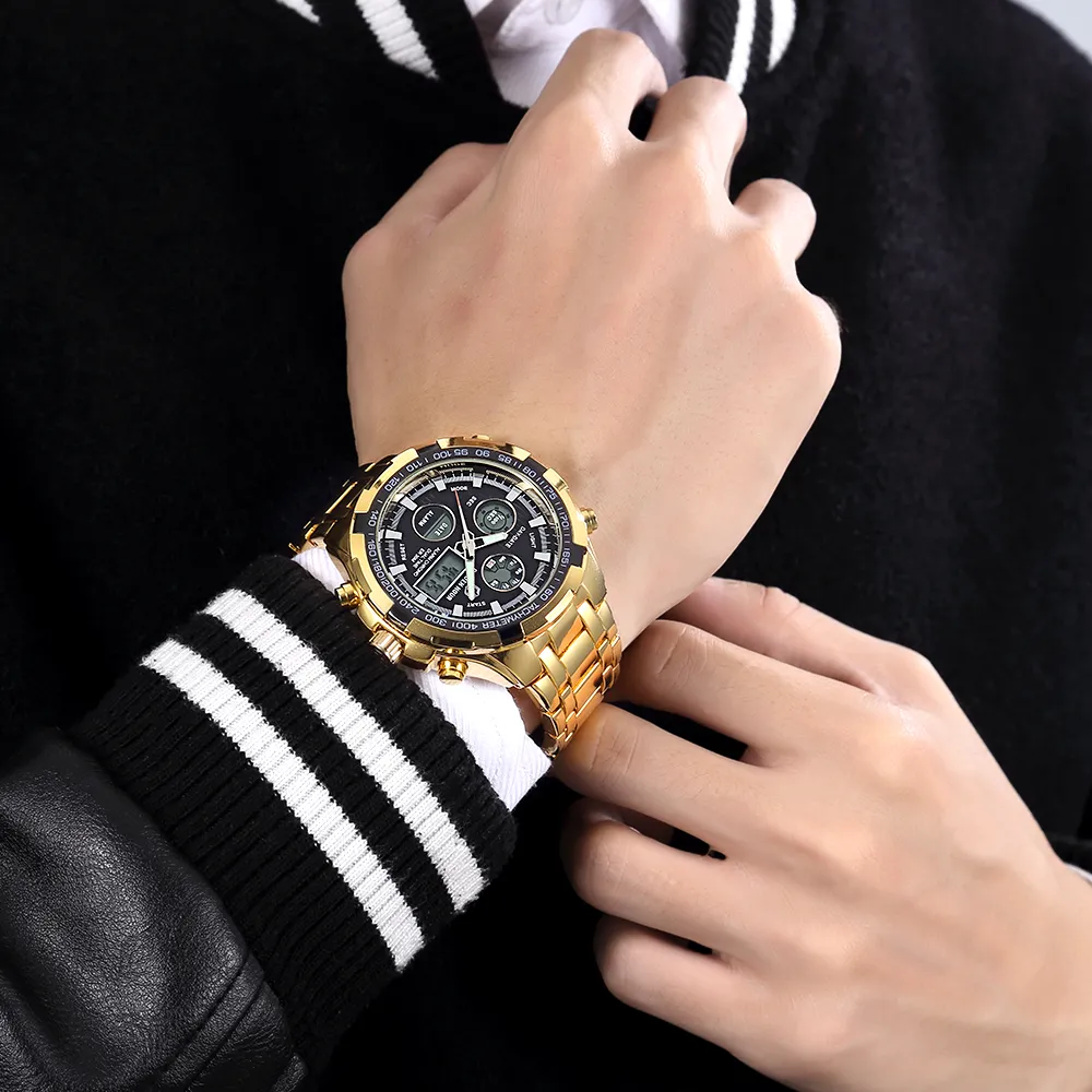 Reloj Hombre Goldenhour Luxury Gold Men's Watch Montre Homme Automatisk klocka Sport Man handledsklockor Relogio Masculino243k