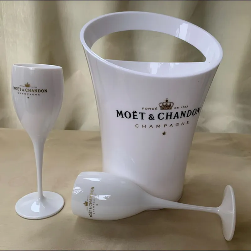 2ガラス1Bucket New Moet Champagne Flutes Glasses Plastic Wine Cooler Glasses食器洗い機