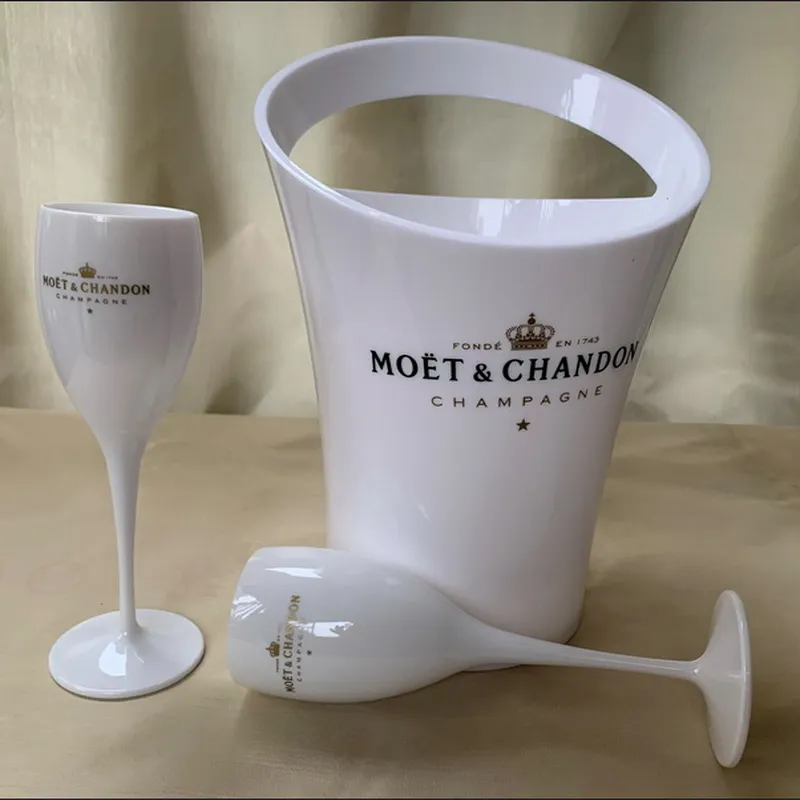 2 Glas 1 Eimer Neue Moet Champagnergläser Gläser Kunststoff Weinkühler Gläser Spülmaschine Weiß Moet Acryl Champagnerkübel222m