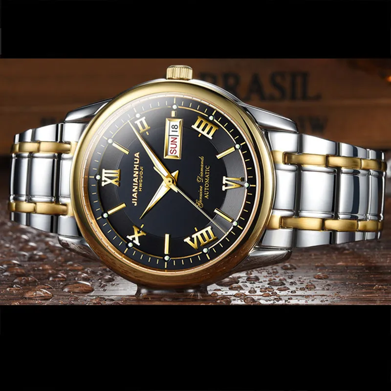 Carnaval Suíça relógio mecânico Men safira aço de aço impermeável relógios top brand Luxury erkek kol saati relloj relógios 234a