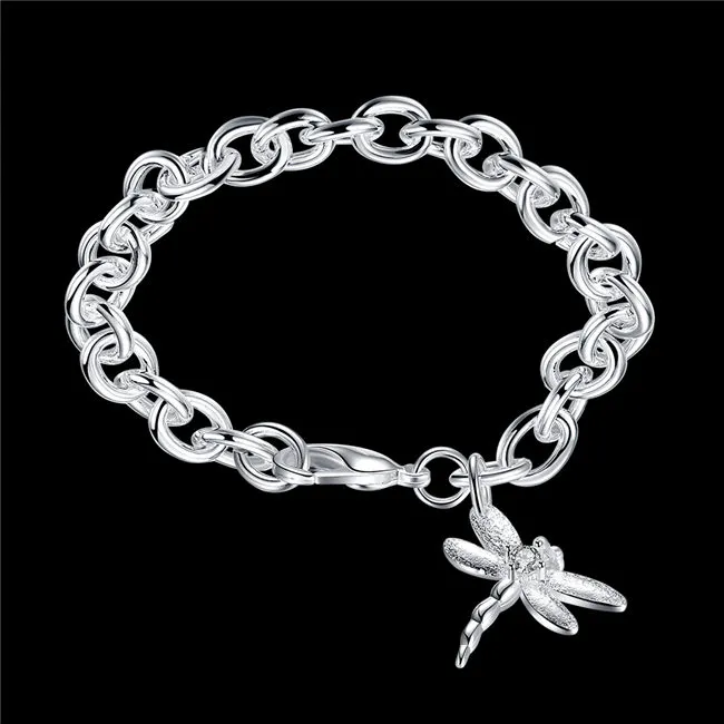 Wedding Dragonfly Shrimp Tjock 925 Silver Charm Armband 8Inchs GSSB282 Women's Sterling Silver Plated Jewelry Armband222f