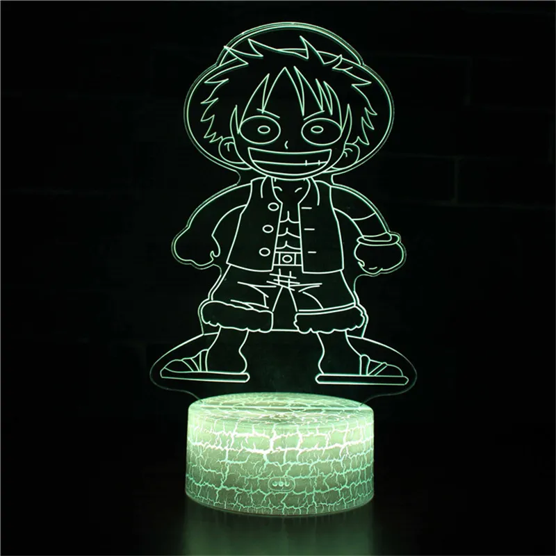 Luce notturna bambini Monkey One Piece D Luffy 3D Night Light Porpoise Lampada e Cambiamento del compleanno di Halloween Gift F311P F311P