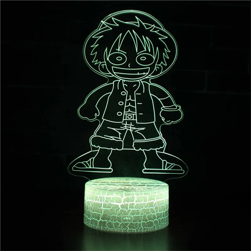 Nachtlicht voor kinderen One Piece Monkey D Luffy 3d Night Light Lightside Lamp Changing Xmas Halloween Birthday Gift F311p