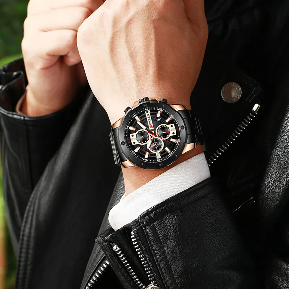 Curren Sport Quartz Men's Watch New Luxury Fashion rostfritt stål armbandsur kronografklockor för manlig klocka reloj homb294s