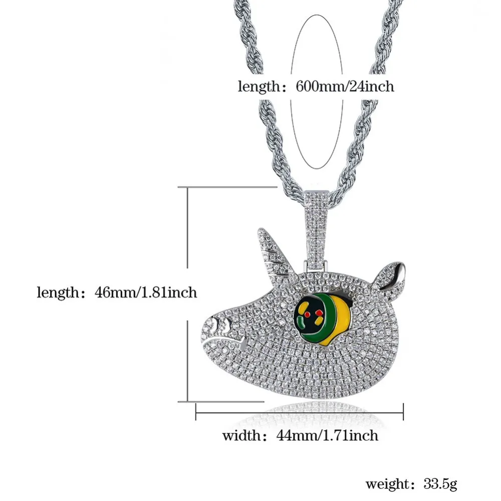 TOPGRILLZ 6ix9ine Solid Unicorn Pendants Necklaces Hip Hop Punk Gold Silver Chains For Men Women Charm Jewelry Party Gift257x