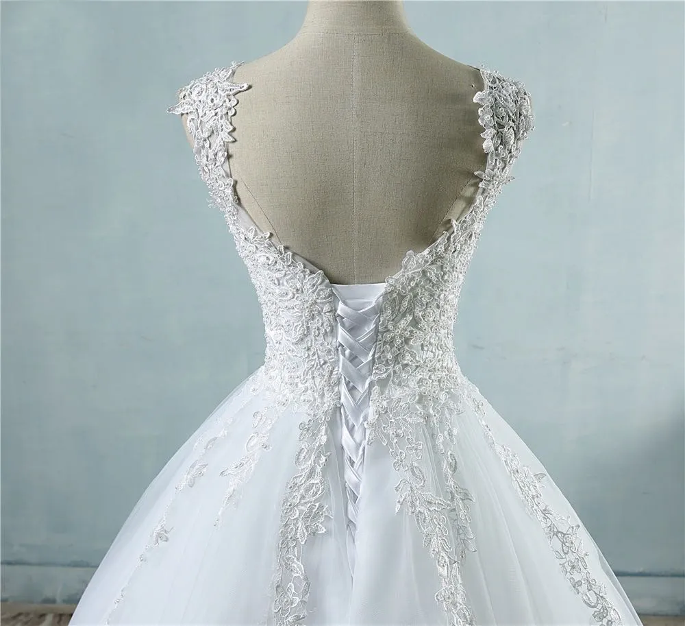 Abiti da ballo spalline spaghetti cinghie abiti da sposa in tulle in avorio bianco 2020 con perle abiti da sposa matrimoniale cliente fatto di taglia 227u