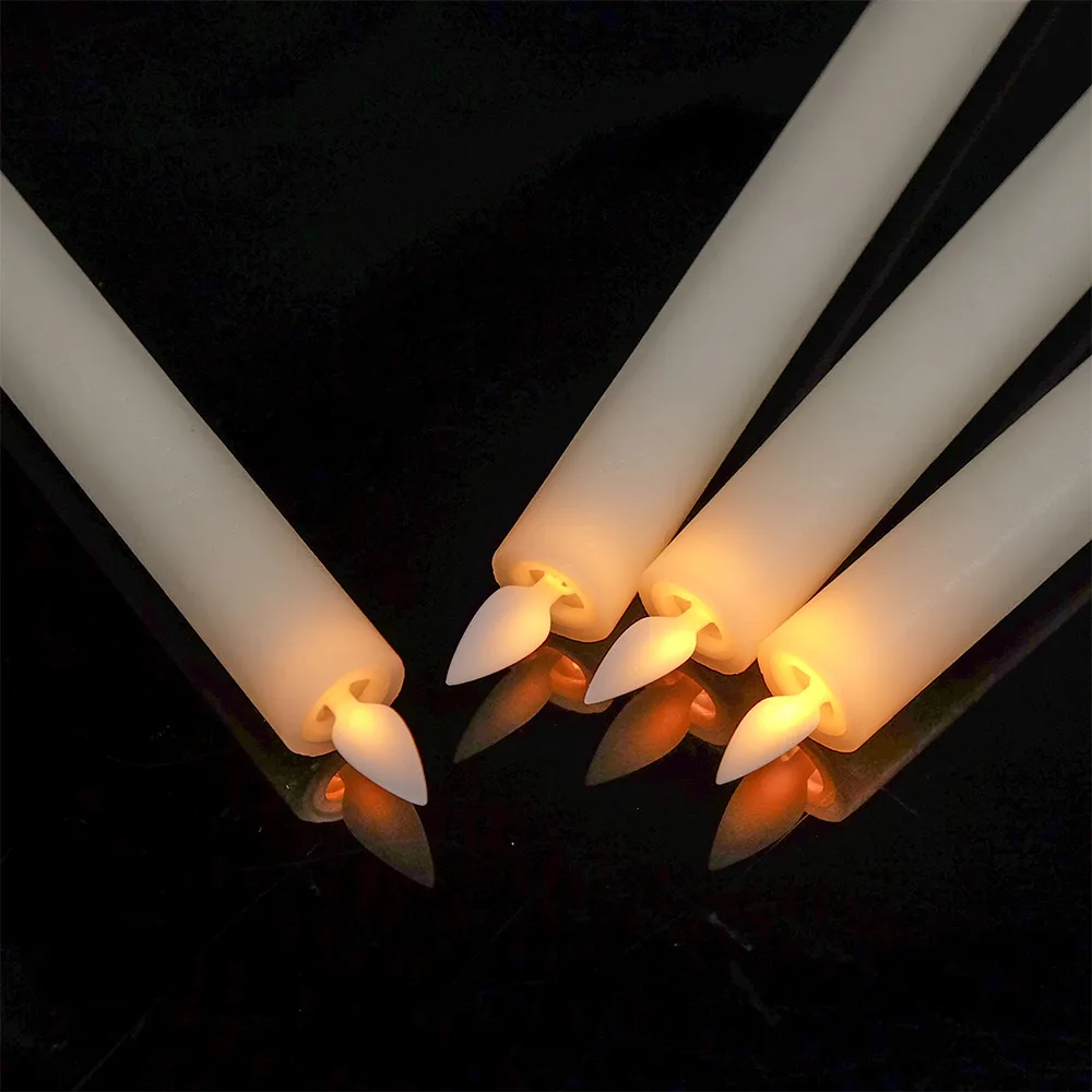 Velas sem chama Velas cônicas cintilantes Cera real Velas cônicas sem chama Vela LED com pavio móvel com temporizador e controle remoto Y200109259U