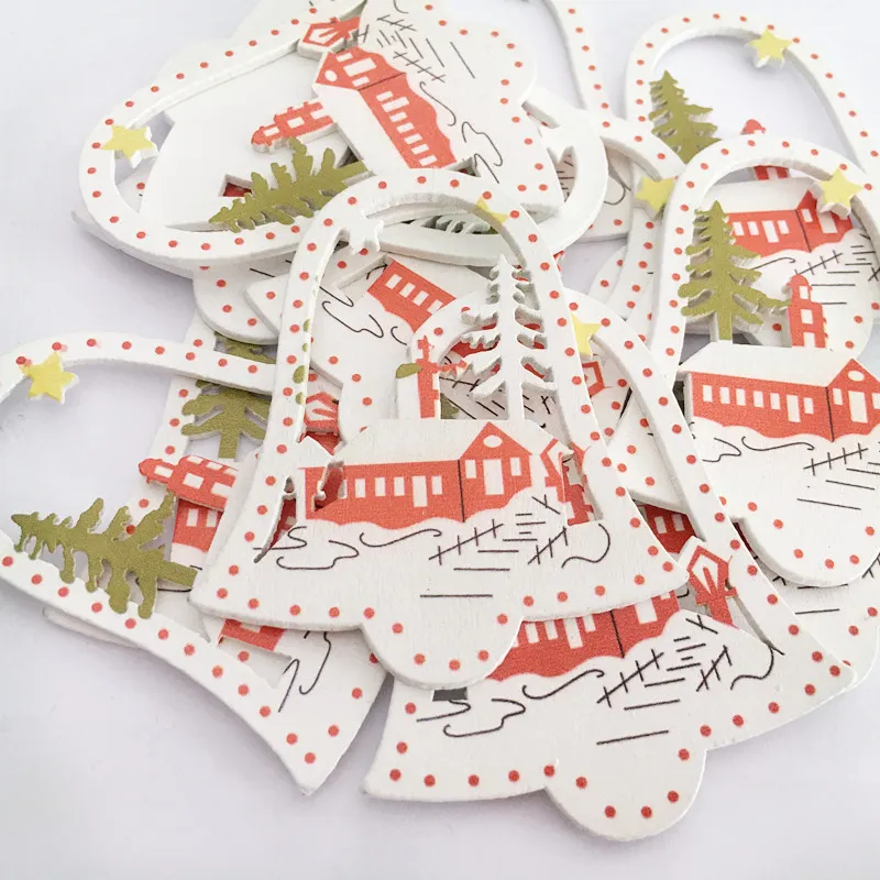 Santa Bell Angel Noel Ağacı Süsleri Ahşap Asma Kolyeler Hediyeler Home Adornos De Navidad 20191233v