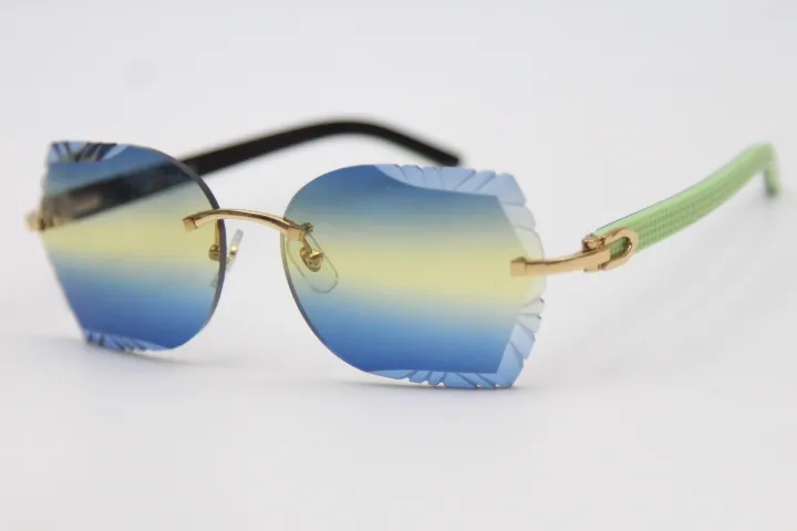 Nouveau populaire lentille sculptée optique 8200762A lunettes de soleil sans monture unisexe mélange de métal blanc importation lunettes de planche de haute qualité lunettes de soleil2964