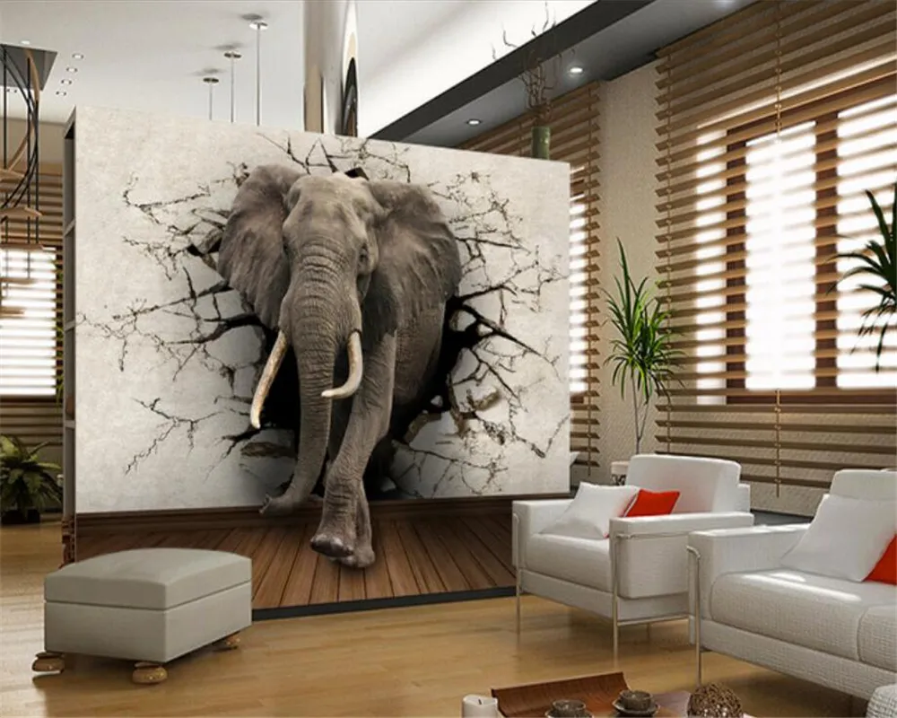 3D壁紙エレファント壁画テレビ壁背景壁リビングルームベッドルームテレビ背景壁の壁紙3 D295K