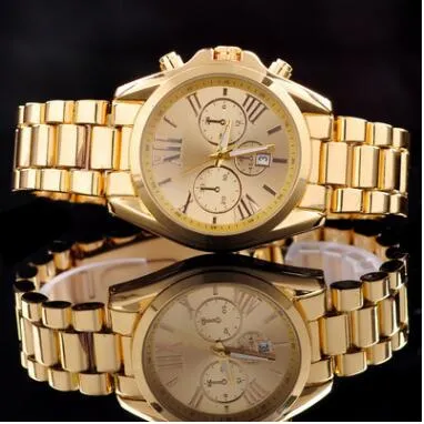 كامل تصميم أزياء الرجال مشاهدة الذهب الفضة الفولاذ المقاوم للصدأ امرأة جنيف كوارتز الساعات رجل wristwatch الأعمال التجارية 239D