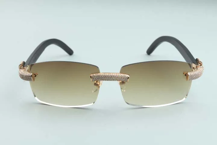 2020 nouveaux hommes et femmes mêmes lunettes de soleil lunettes de personnalité pleines de diamants T3524012-24 lunettes de soleil de luxe sans bordure noir naturel woo190W