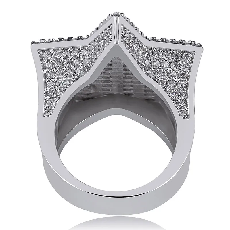 18K Gol White Gold Mens Luxury Bling Cubic Zirconia Pentagram Hip Hop Ring Band Full Diamond Iced Out Kidelry Gifts pour 6004233