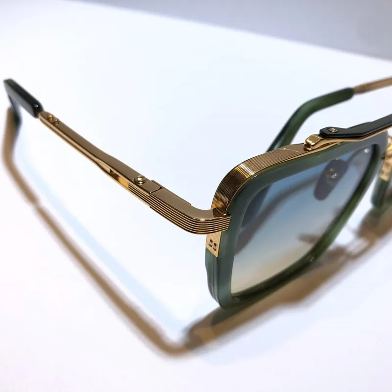 Novos sete óculos de sol homens top metal vintage moda estilo quadrado quadro externo proteção UV 400 lentes óculos com estojo vendido por206y