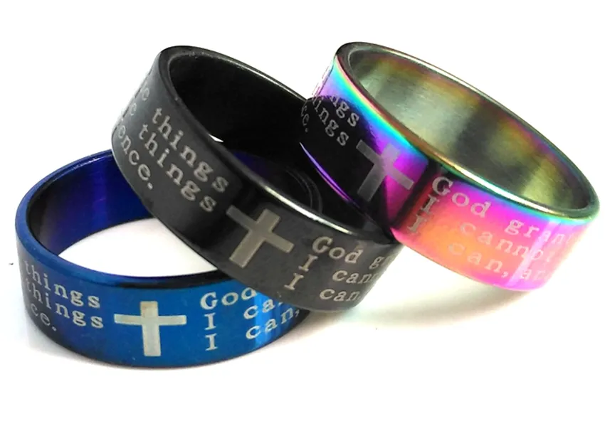 en vrac serenity prière Bible croix en acier inoxydable 8 mm Black Blue Rainbow Whole Mens Fashion Jewelry X284S