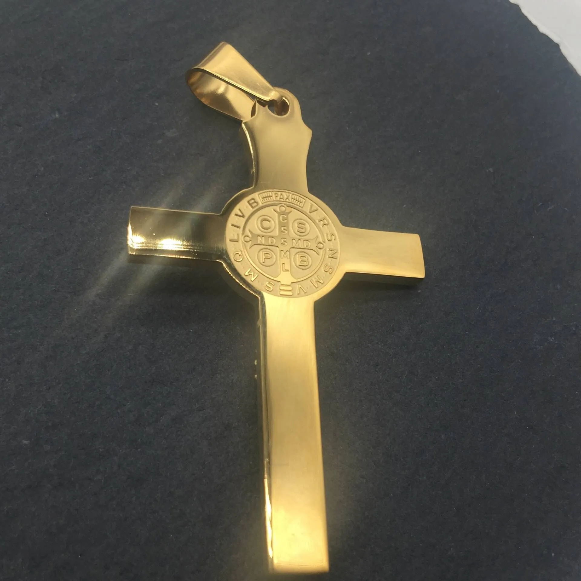 Hip hop masculino menino clássico 18k colar de corrente de ouro cruz cristã carta religiosa pingente colar para mulheres masculino charme fino jóias183k