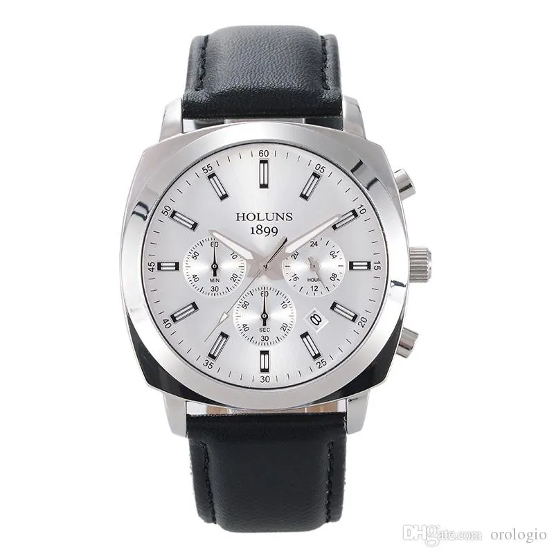 cwp montre de luxe hommes top marque HOLUNS véritable 50 m en cuir étanche hommes d'affaires décontracté mode montres à quartz montre homme 007 2529