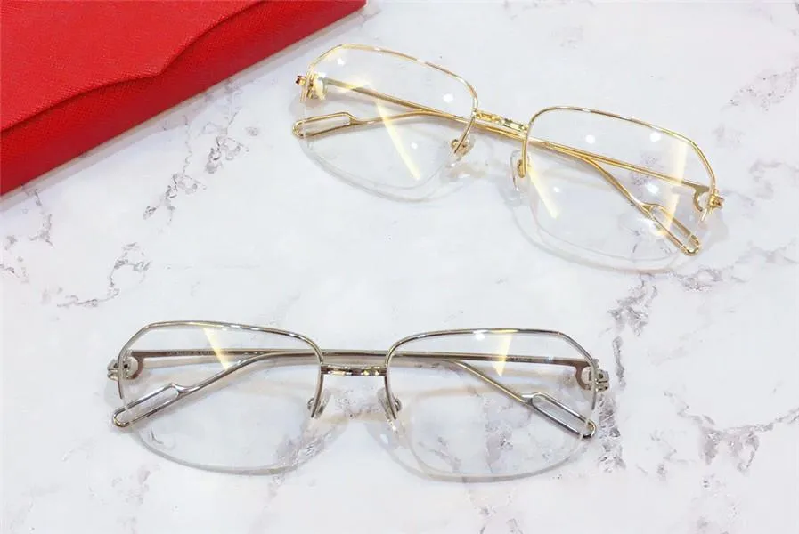 Ny modedesigner Optiska glasögon k Gold Half Frame Retro Modern Business Style 0114 Unisex kan användas för recept Glasse250h