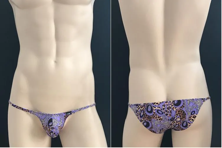 Mens Leopard Print One Sided Male Thong With G Strings And Elastic