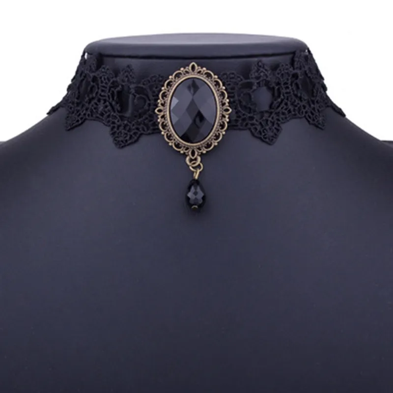 Collier pendentif en dentelle et cristal de Style gothique européen et américain, 1 pièce, 310n