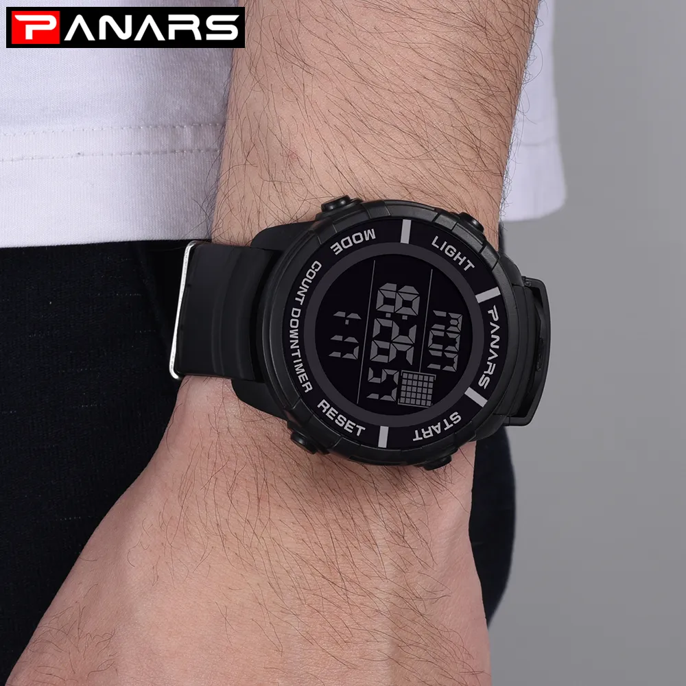 PANARS Neue Outdoor-Sport Männer Uhren Wasserdicht Armbanduhren für Schwimmen Männer Sport LED Display Digital Uhr Stunde 8103230t