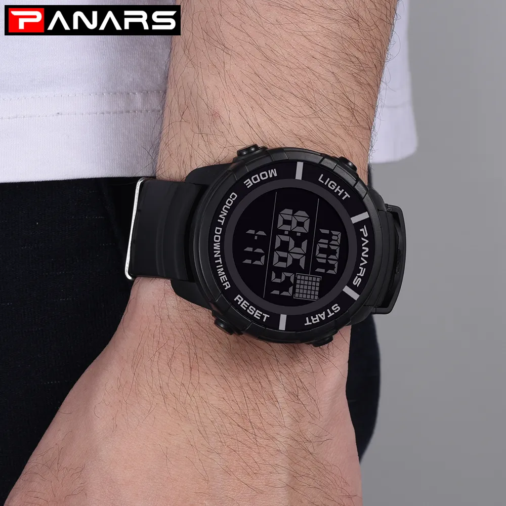 PANARS New Outdoor Sports Men Watches Water Resistant Wristwatches for Swimming Male Sports LED Display Digital Watch Hour 8103230t