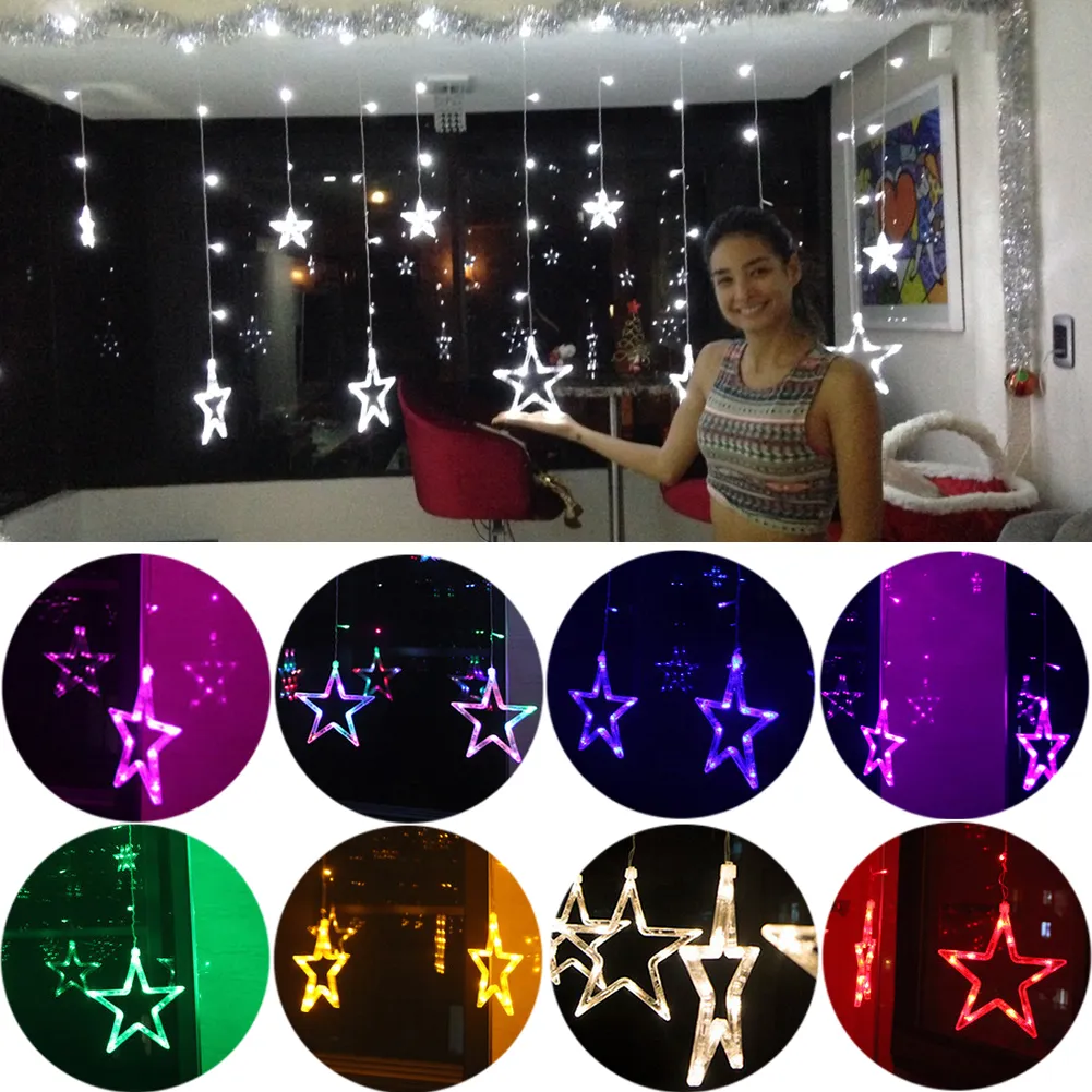 Dekoracje nowe lampy sznurkowe LED Pentagram Star Curtain Light Wai Weselda Urodziny Świąteczne Świąteczne oświetlenie wewnętrzne oświetlenie dekoracyjne 2856