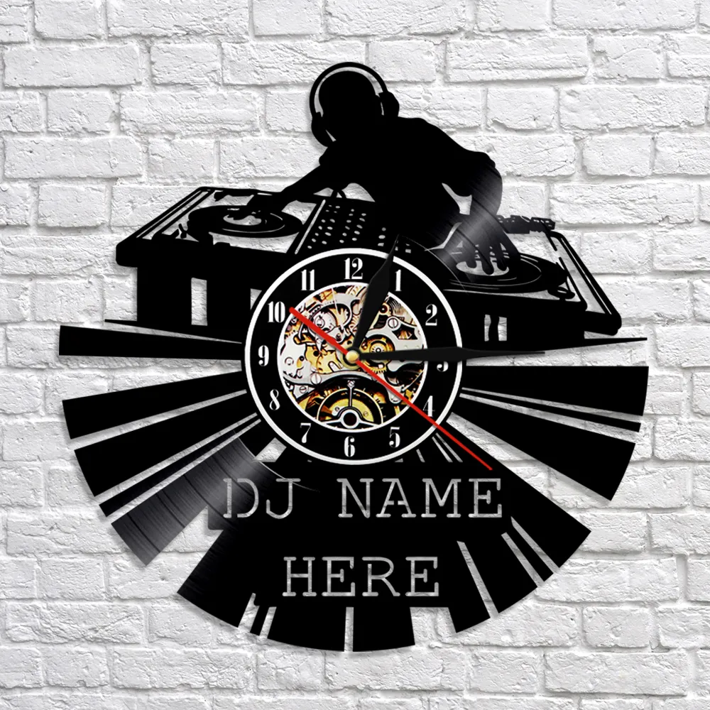 Vinyl Record Custom Modern Personalized Name On The DJ Wall Art Vintage Clock Music Lovers Gift Y200109