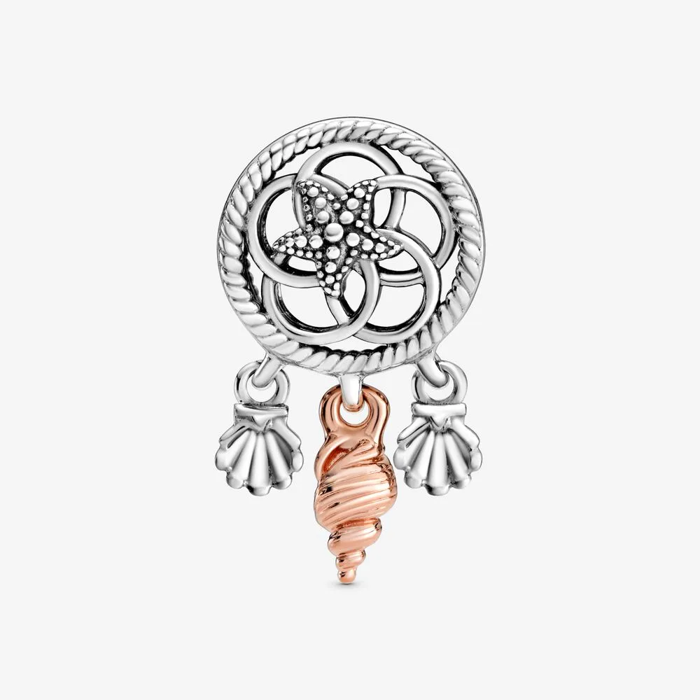 New Arrival 925 Sterling Silver Openwork Seashell Dreamcatcher Charm Fit Original European Charm Bracelet Fashion Jewelry Accessor305l