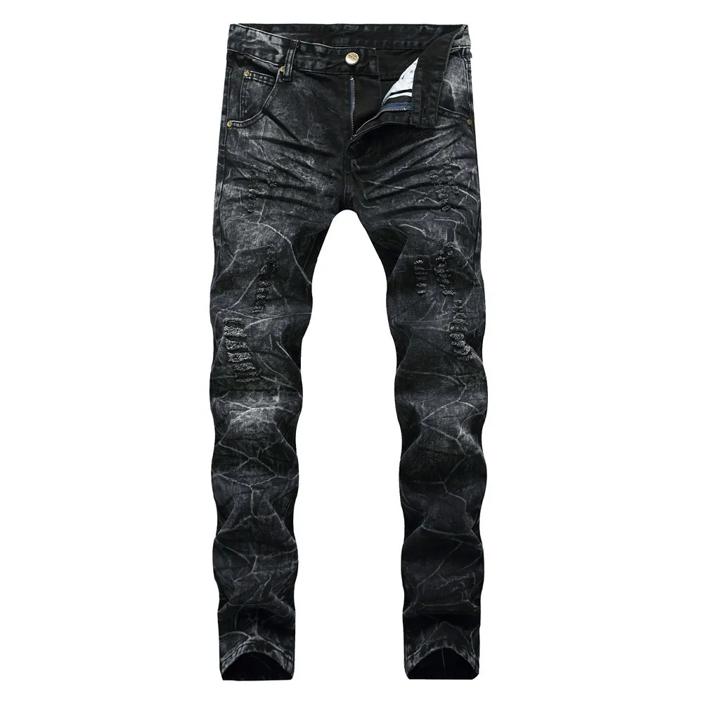 Herren Ripped Biker Jeans Baumwolle Slim Fit Männliche Motorradhose Männer Vintage Distressed Patchwork Denim Hose 9 Farben Größe 40 Y19072301