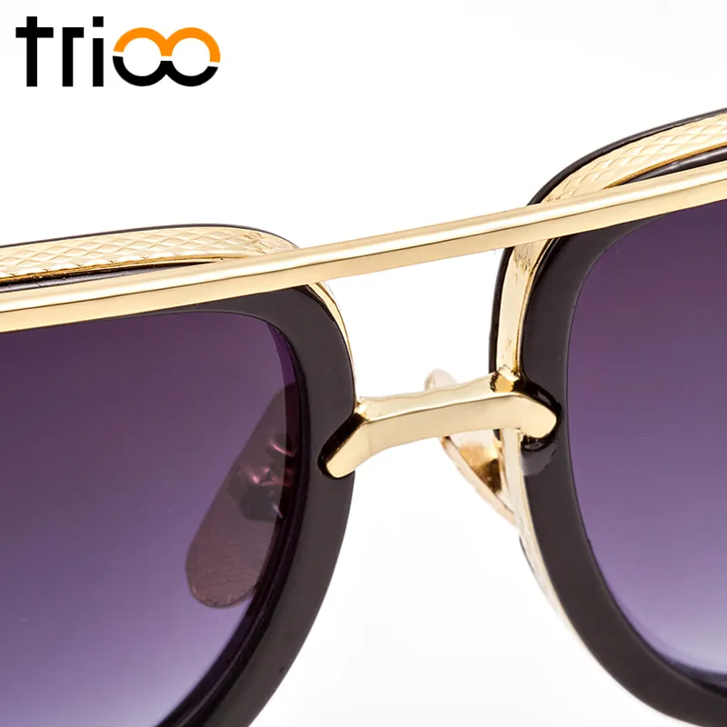 TRIOO High Fashion Square Mens Sunglasses Brand Unisex Gold Metal Frame Male Eyewear Quality Gradient Sun Glasses For265s