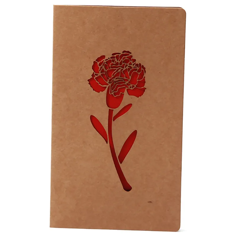 Carte de voeux anniversaire papier kraft creux amour rose nouvel an cartes de noël anniversaire saint valentin fête des mères avec enveloppe