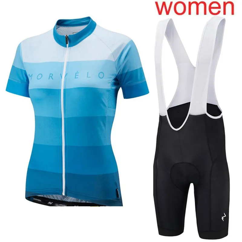 Morvelo Kadınlar Bisiklet Jersey Takım Yaz Kısa Kollu Bisiklet Gömlek Önlüğü Şort Set Yarış Giyim MTB Bisiklet Giymek Ropa Ciclismo Y21031824