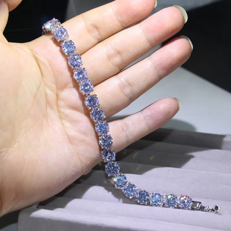 3 Stil Victoria Lüks Takı Shinning 925 Sterlling Gümüş Tam Prenses Kesim Beyaz Topaz CZ Diamond Romanya Düğün Bilezik For3116