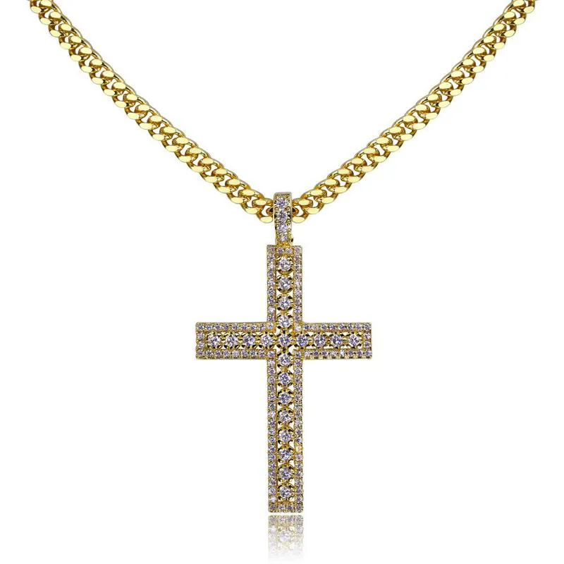 2020 Fashion Luxe Hip Hop Hanger Kettingen Voor Mannen Cross Cubaanse Links Gold Sliver Diamond Ketting Charm Sieraden Accessoires Gif247b