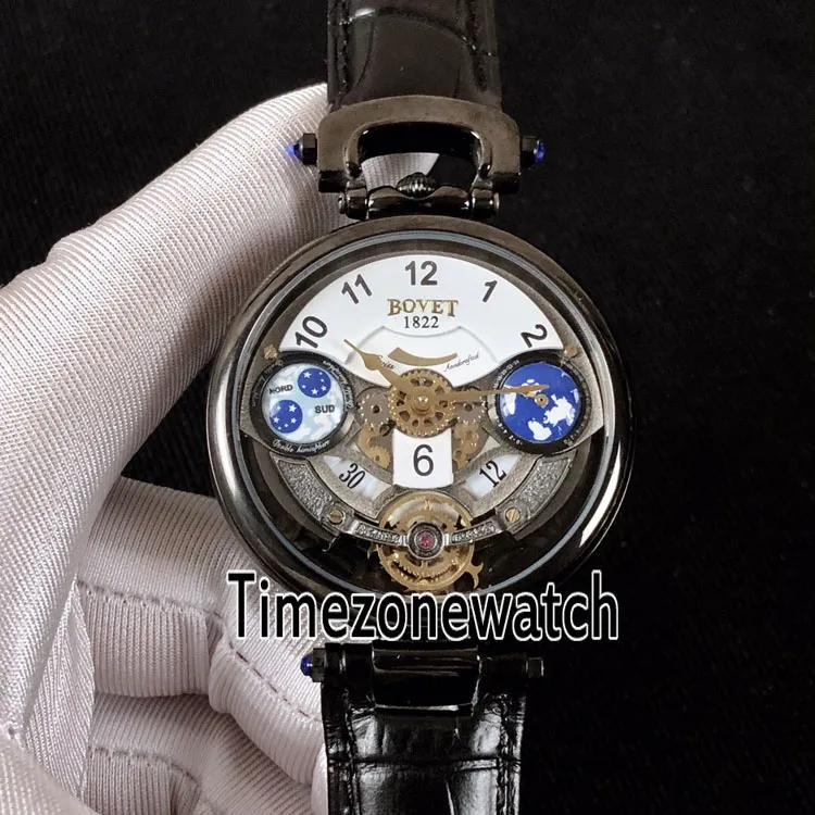 Bovet Amadeo Fleurier Grand Complikacje Edouard Touardon stalowa obudowa biała szkielet szwajcarski kwarc męski męski zegarek czarna skóra 235k