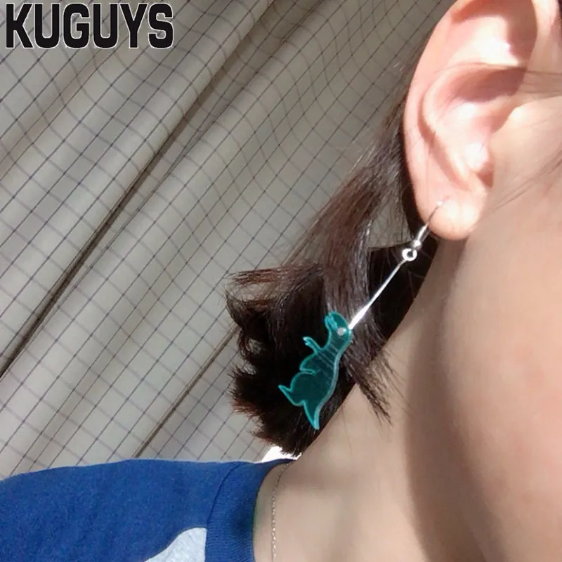 Kuguys Fashion Акриловые ювелирные украшения Custom Clear Acryl Long Drop Серьги подарок 4 цвета маленькая динозавр свиная серьга для женщин1570376
