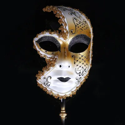 Máscaras de fiesta Hombres y mujeres Máscara de Halloween Media cara Venecia Carnaval Suministros Decoraciones de disfraces Cosplay Props1299c